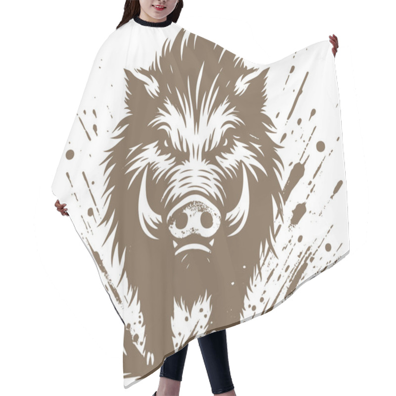 Personality  Aggressive Wild Boar Charging Through Mud Hair Cutting Cape