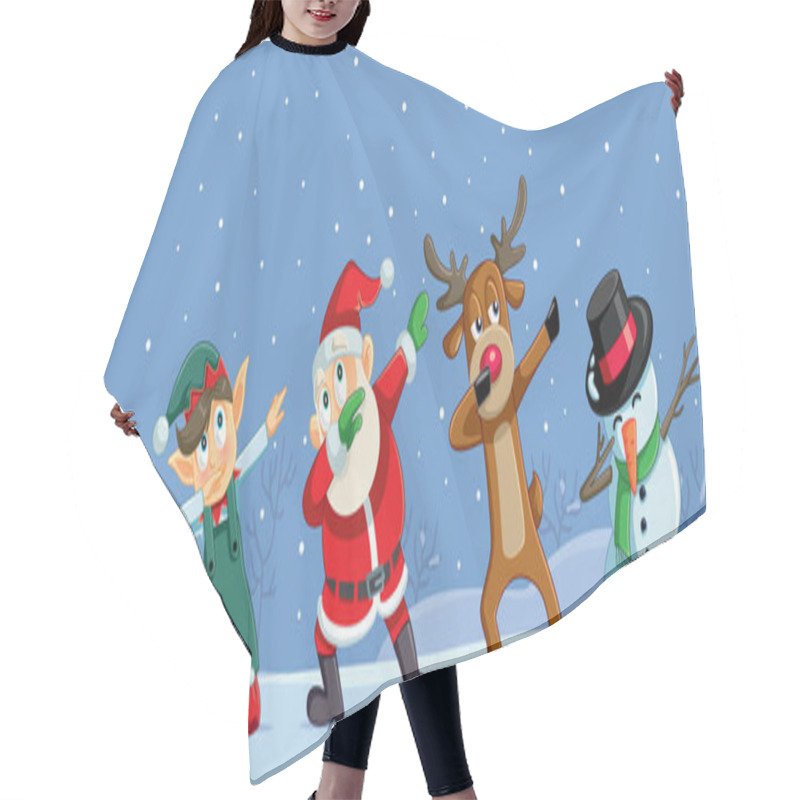 Personality  Dabbing Christmas Cartoon Characters Funny Banner Hair Cutting Cape