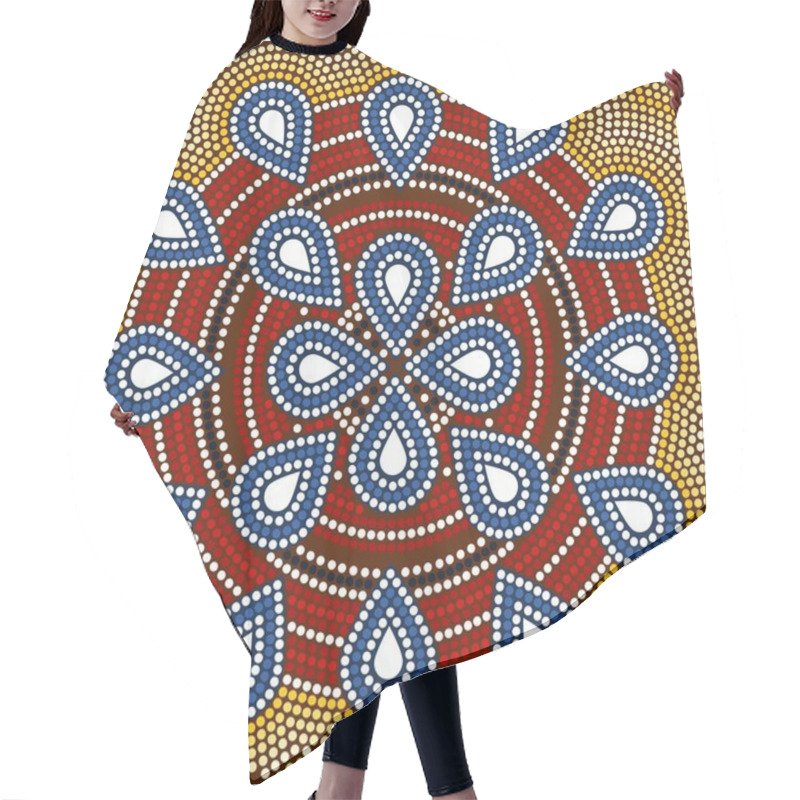 Personality  A Illustration Based On Aboriginal Style Of Dot Painting Depicting Flower Hair Cutting Cape