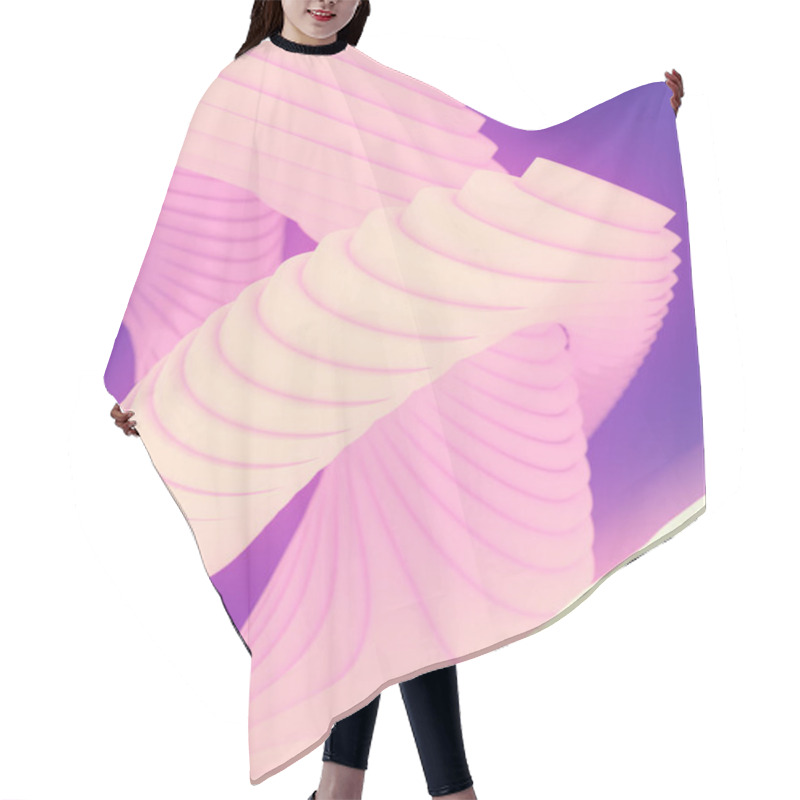 Personality  Striped Futuristic Pattern Surrounded By Pink Light Mist. Computer Generated Geometric Shape. 3d Render Illustration Hair Cutting Cape