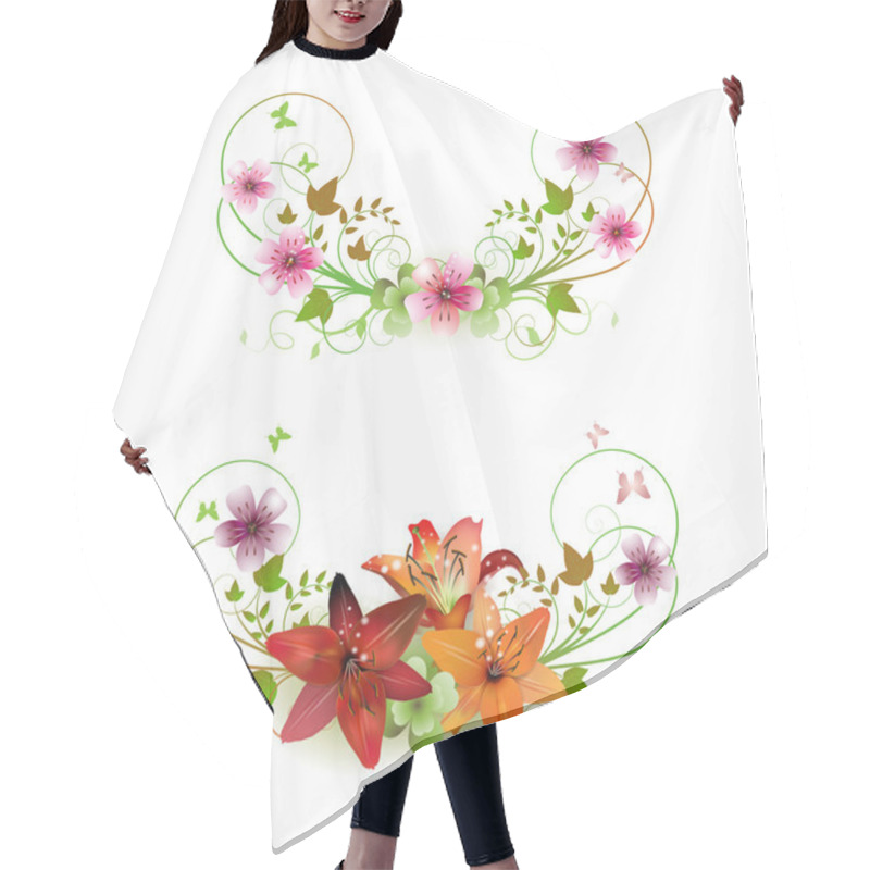 Personality  Flowers Arrangement And Butterflies Hair Cutting Cape