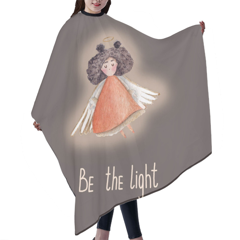 Personality  Illustration Of An Angel Holding A Glowing Magic Wand, Surrounded By A Dreamy, Magical Atmosphere. Ideal For Holiday Cards, Spiritual Designs, Or Festive Artwork. Hair Cutting Cape