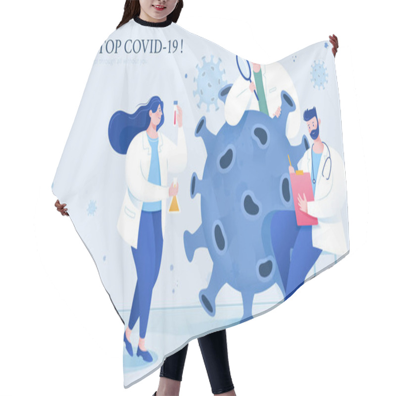 Personality  Thank You Banner For Virus Scientists In Flat Style, With Scientists Working Together To Find Effective Vaccine And Treatments For COVID-19 Hair Cutting Cape