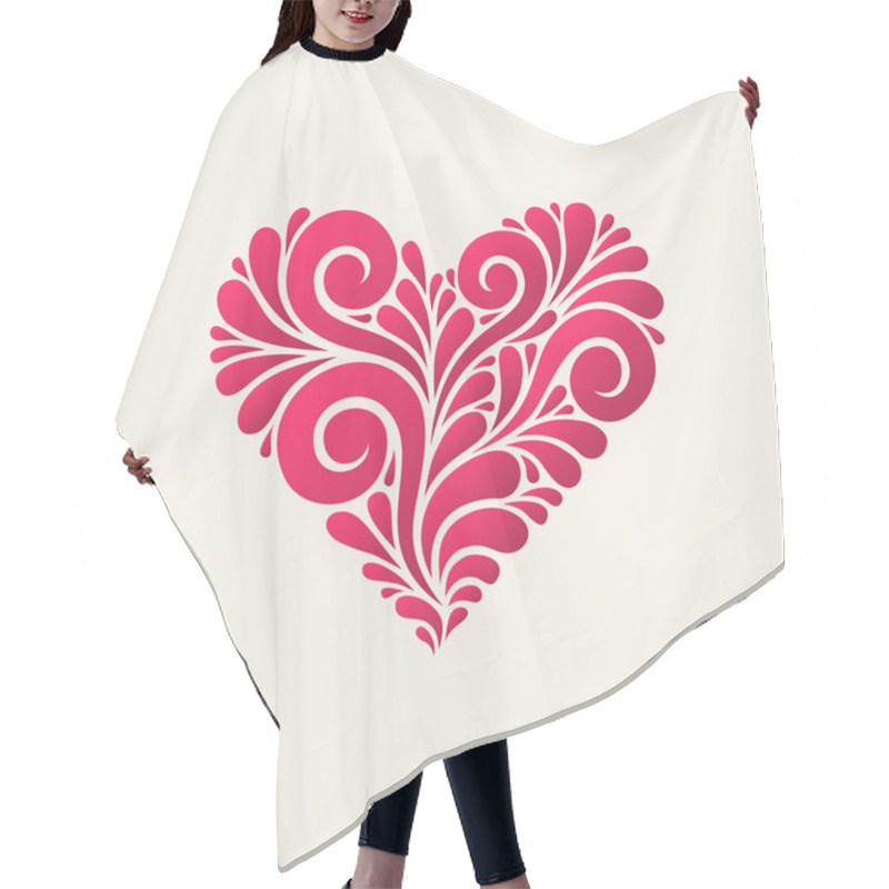 Personality  Heart Icon From Swirl Shapes Hair Cutting Cape