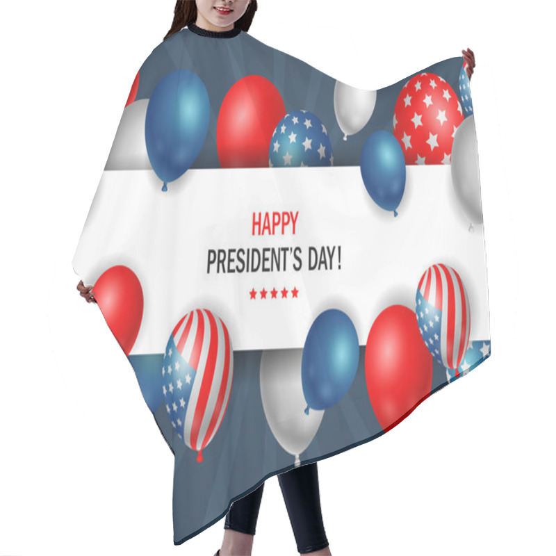 Personality  Presidents Day Poster With Shiny Balloons With Horizontal Frame. Vector Illustration Hair Cutting Cape