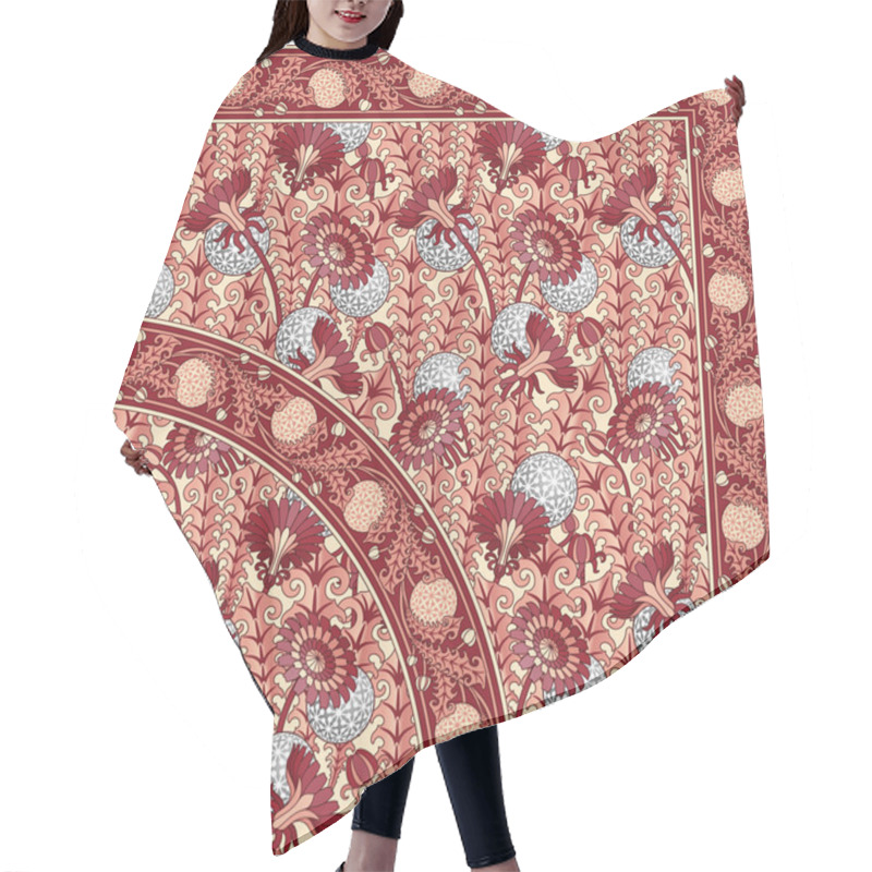 Personality  Classical Floral Pattern And Frame Hair Cutting Cape