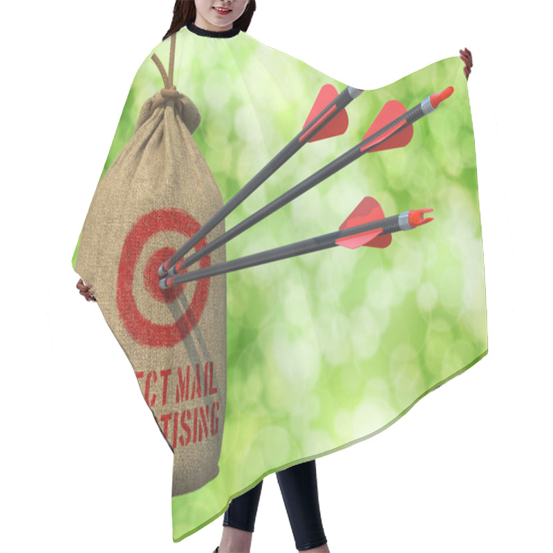 Personality  Direct Mail Advertising - Arrows Hit In Red Target. Hair Cutting Cape