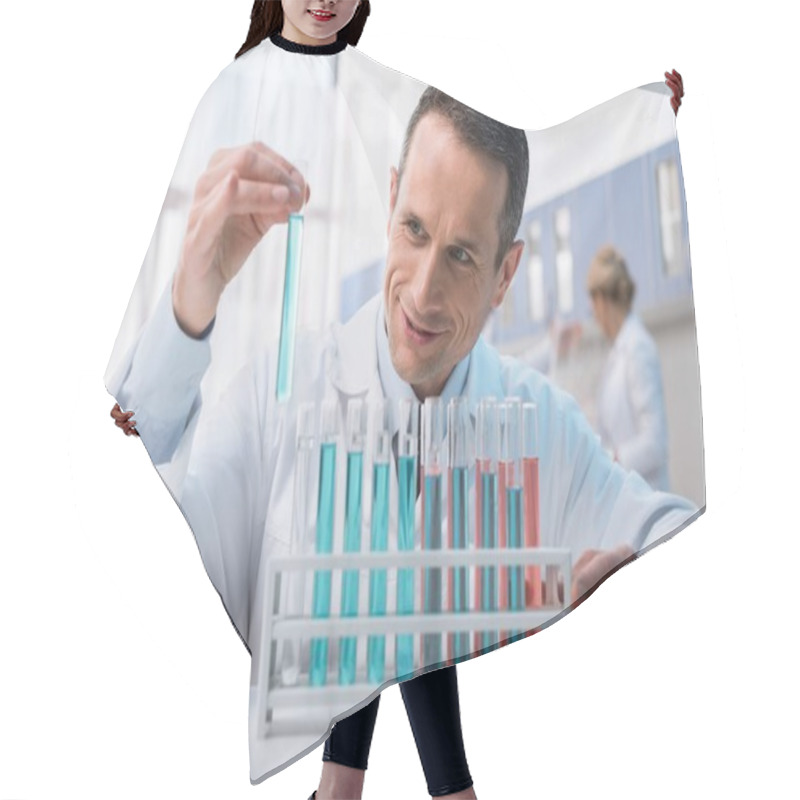 Personality  Scientist Holding Test Tube Hair Cutting Cape