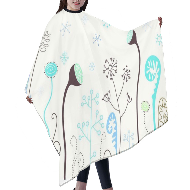 Personality  Cute Winter Flowers With Snowflakes Hair Cutting Cape