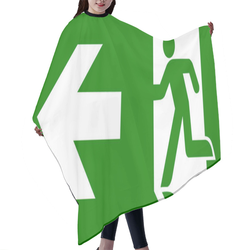 Personality  Green Emergency Exit Sign Hair Cutting Cape