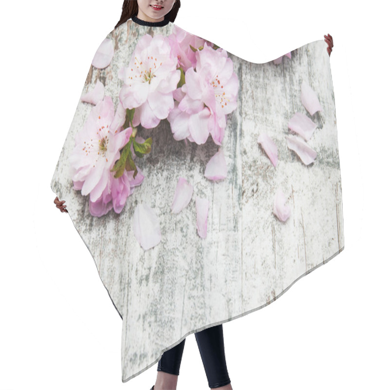 Personality  Sakura Blossom On A Old Wooden Background Hair Cutting Cape