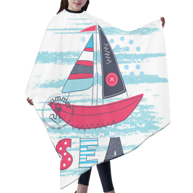 Personality  Background With Cute Abstract Ship Hair Cutting Cape