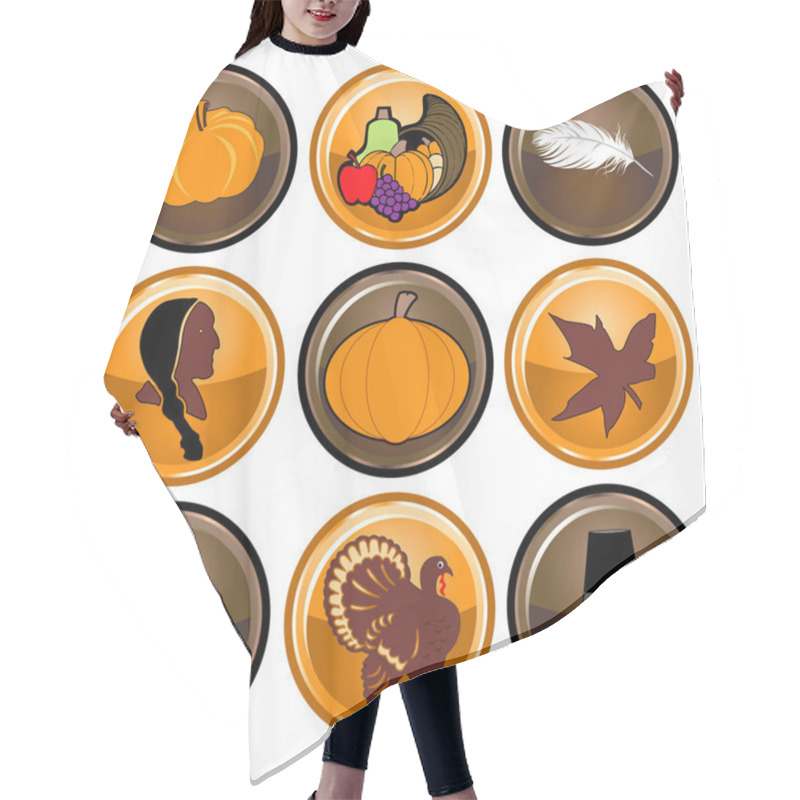 Personality  Thanksgiving Buttons Hair Cutting Cape