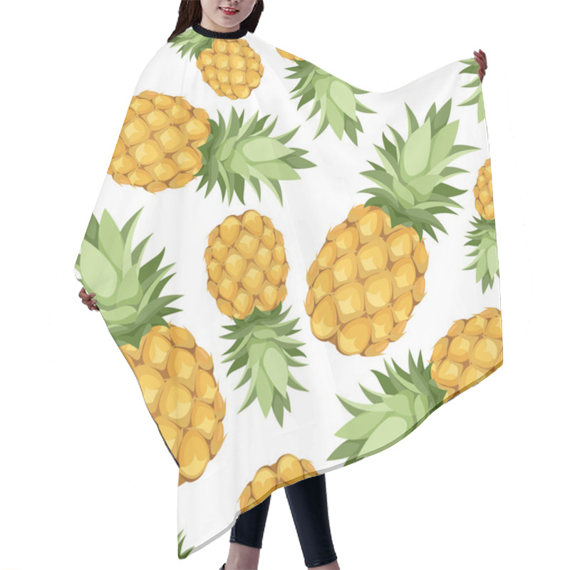 Personality  Seamless Background With Pineapples. Vector Illustration. Hair Cutting Cape