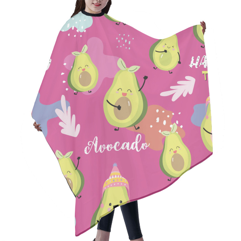 Personality  Pink Green Avocado Seamless Pattern With Leaf Hair Cutting Cape