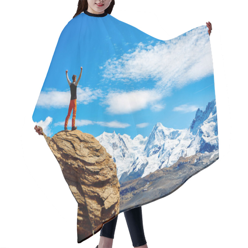 Personality  Hiker At The Top Of A Pass Hair Cutting Cape