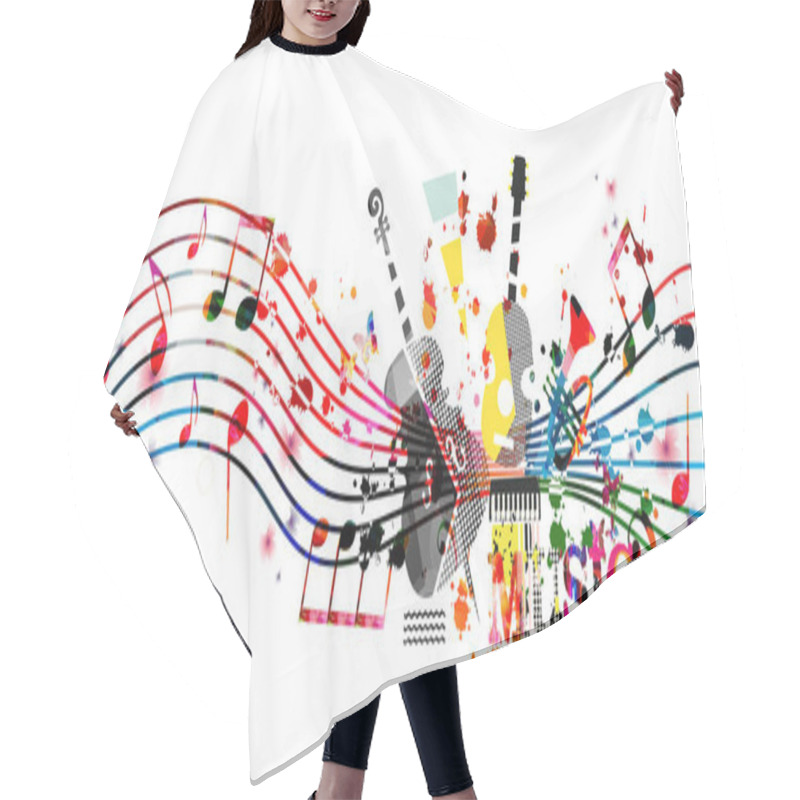 Personality  Abstract Musical Instruments On White Background, Musical Banner Hair Cutting Cape