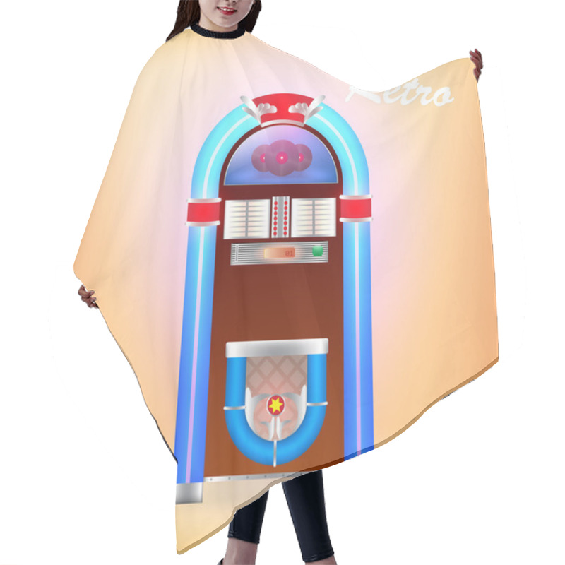 Personality  Vector Illustration Of Retro Juke Box Hair Cutting Cape