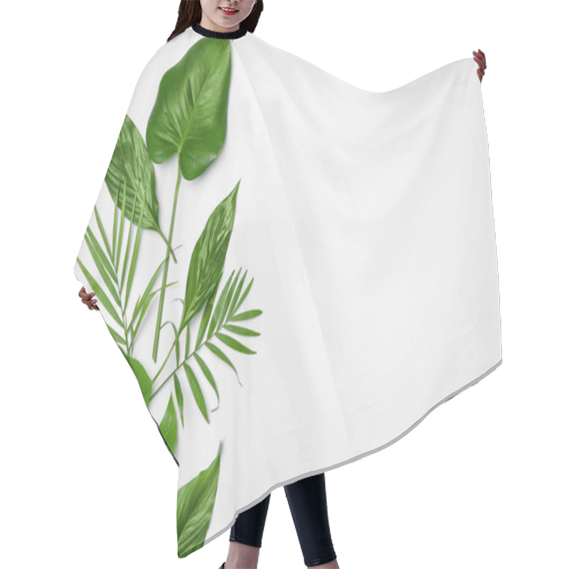 Personality  Tropical Leaves On White   Hair Cutting Cape