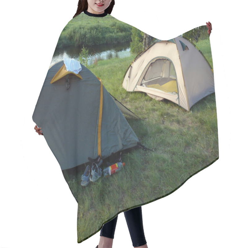 Personality  A Couple Of Tent In River Background Hair Cutting Cape