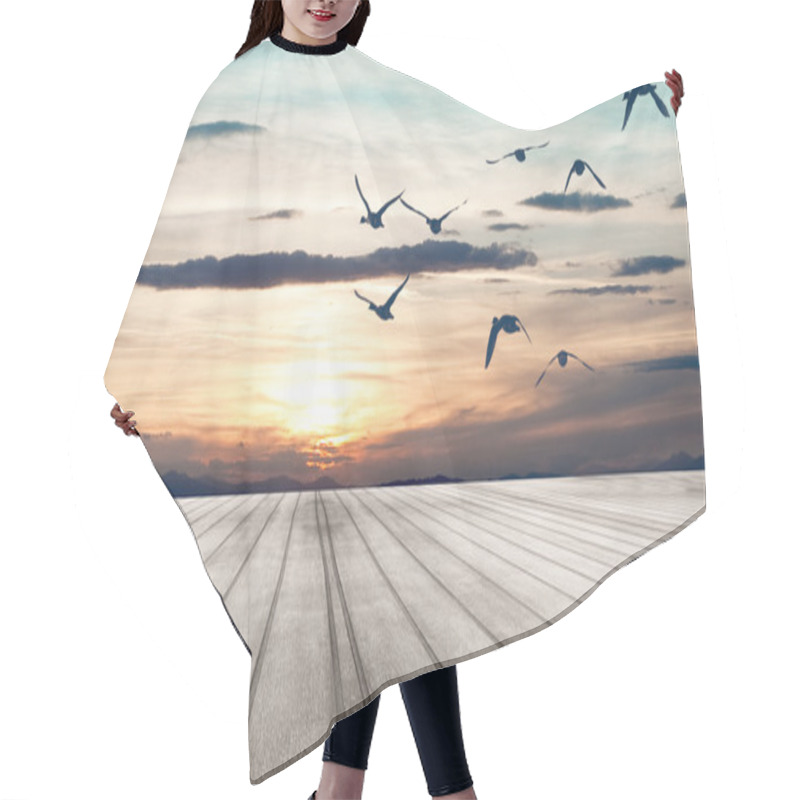 Personality  Wood Floor,Sunset Dreamscape. Hair Cutting Cape