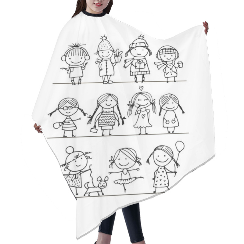 Personality  Art Children Set, Sketch For Your Design Hair Cutting Cape