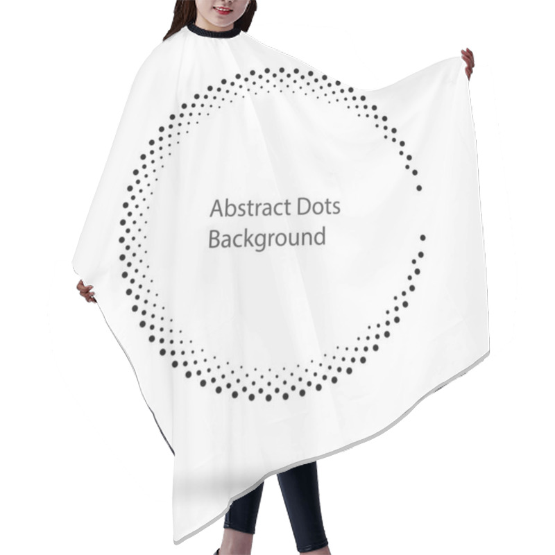 Personality  Halftone Dots In Circle Form. Round Logo Or Icon. Vector Dotted Frame As Design Element Hair Cutting Cape