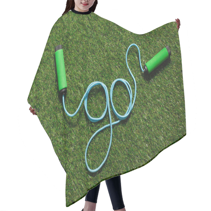 Personality  Top View Of Skipping Rope On The Grass In Form Of Word Go Hair Cutting Cape