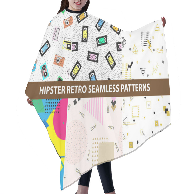 Personality  Collection Of Hipster Retro Memphis Patterns. Hair Cutting Cape