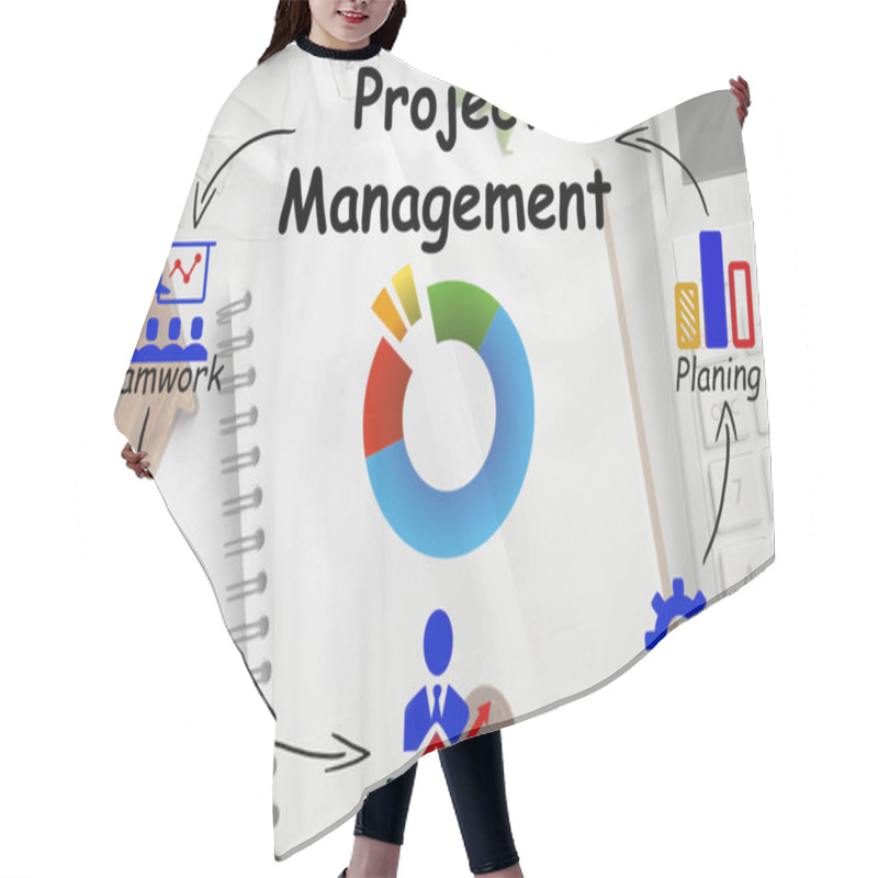 Personality  Project Management Scheme And Workplace On Background  Hair Cutting Cape