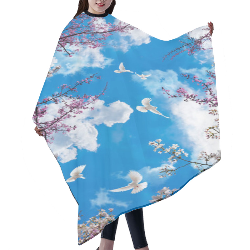 Personality  3d Flower , Butterfly Sky And Flower Home Brick Wall Background Hair Cutting Cape