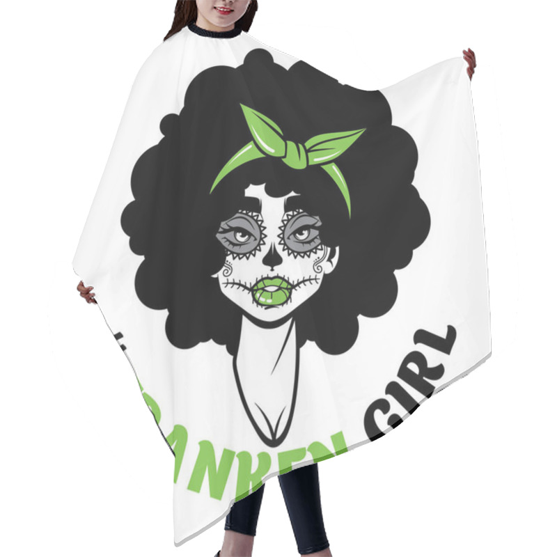 Personality  Halloween Beautiful Frankenstein Female Vector Hair Cutting Cape