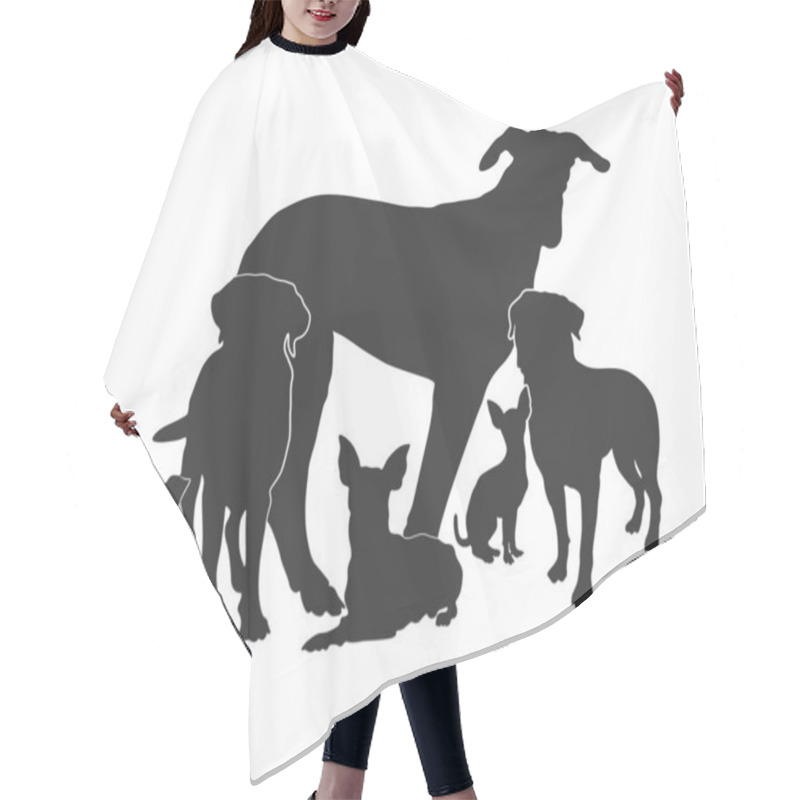 Personality  Dog Silhouettes, Group Of Dog Silhouette Hair Cutting Cape