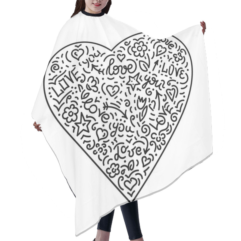 Personality  Doodle Hand Drawing. Heart. Background.Vector Illustration Hair Cutting Cape