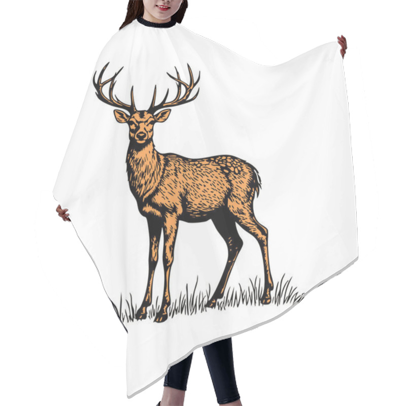 Personality  Hand Drawn Illustration Of A Deer Hair Cutting Cape