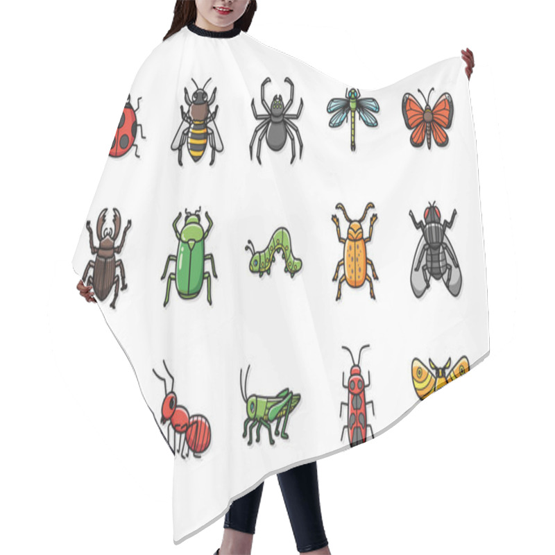 Personality  Insects And Bugs Icons Set,eps10 Hair Cutting Cape