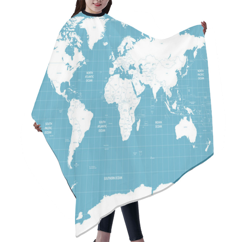 Personality  Political World Map On Soft Blue Background Hair Cutting Cape