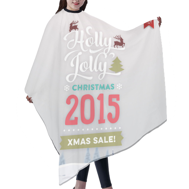 Personality  Christmas Greeting Card With Winter Landscape Hair Cutting Cape