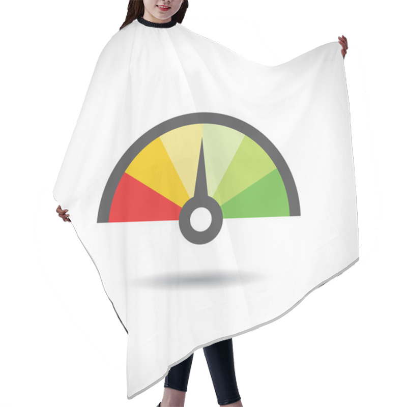 Personality  Colorful Info-graphic Gauge Element. Vector Illustration. Speedometer Icon Or Sign With Arrow. Hair Cutting Cape