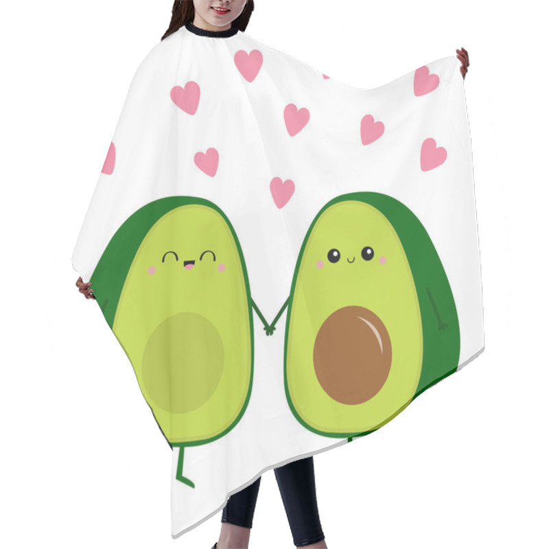 Personality  Happy Valentines Day. Avocado Family. Mother, Father Holding Hands. Pink Heart Set. Cute Cartoon Kawaii Funny Character Set. Love Greeting Card. Healthy Food. Flat Design. White Background. Vector Hair Cutting Cape