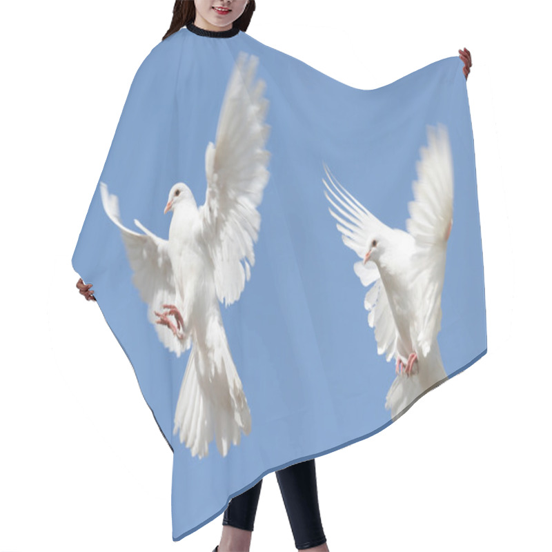 Personality  Composite Image Of A White Dove In Flight Hair Cutting Cape