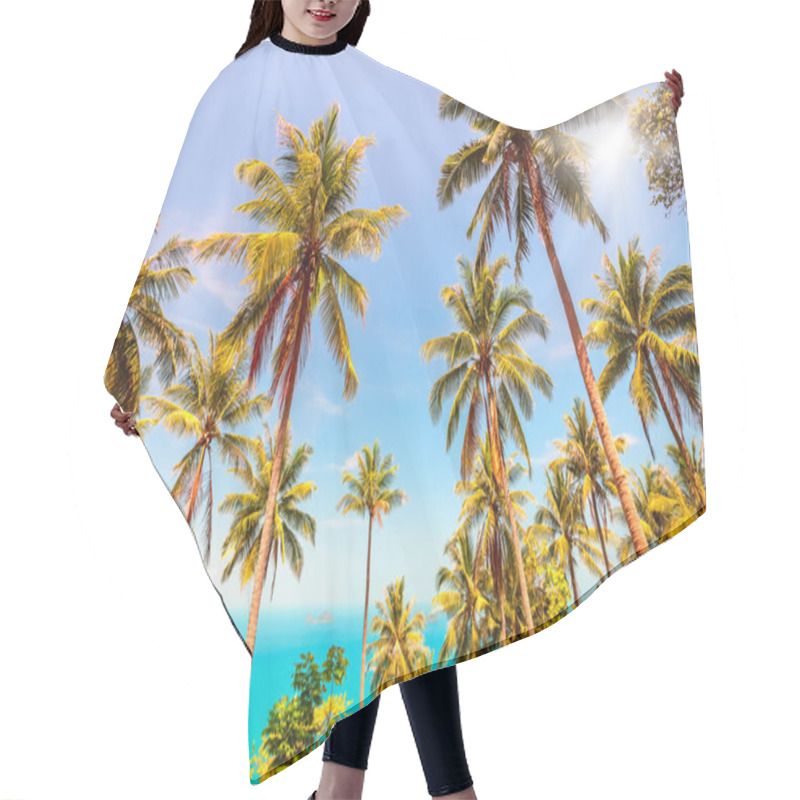 Personality  Coconuts Palm Trees And Sea Hair Cutting Cape