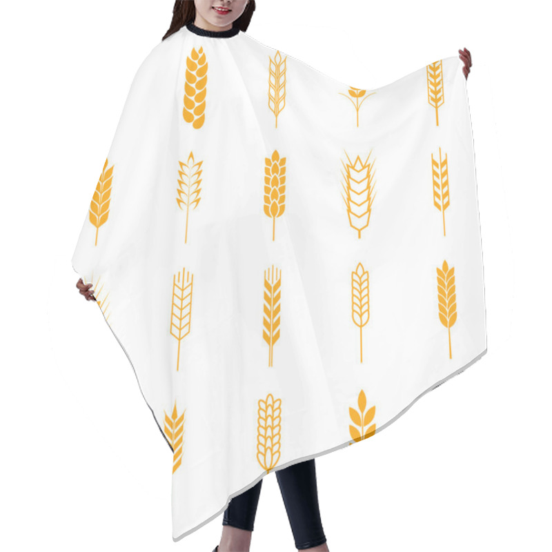 Personality  Set Of Simple Wheat Ears Icons Hair Cutting Cape