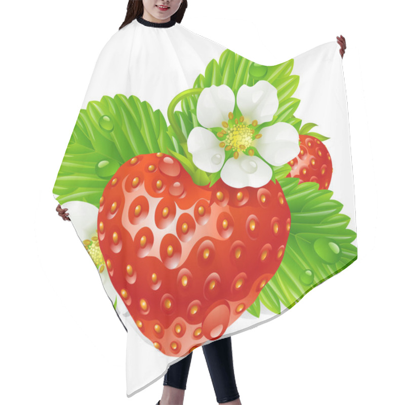 Personality  Vector Strawberry In The Shape Of Heart And White Flowers Hair Cutting Cape