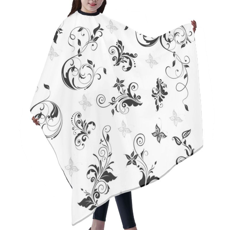 Personality  Elegant Floral Design Hair Cutting Cape