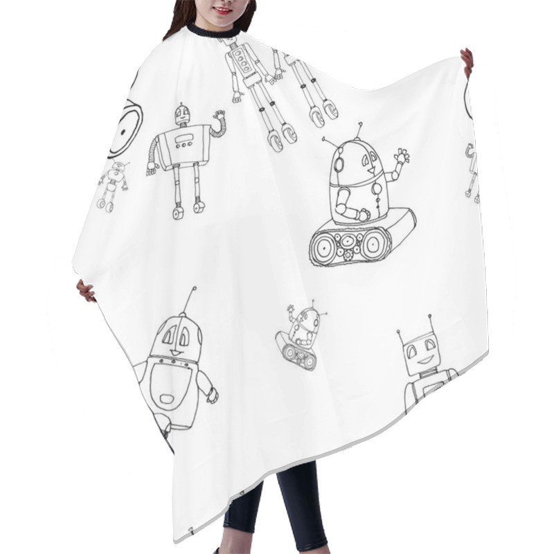 Personality  Robot Doodles Pattern. Hair Cutting Cape