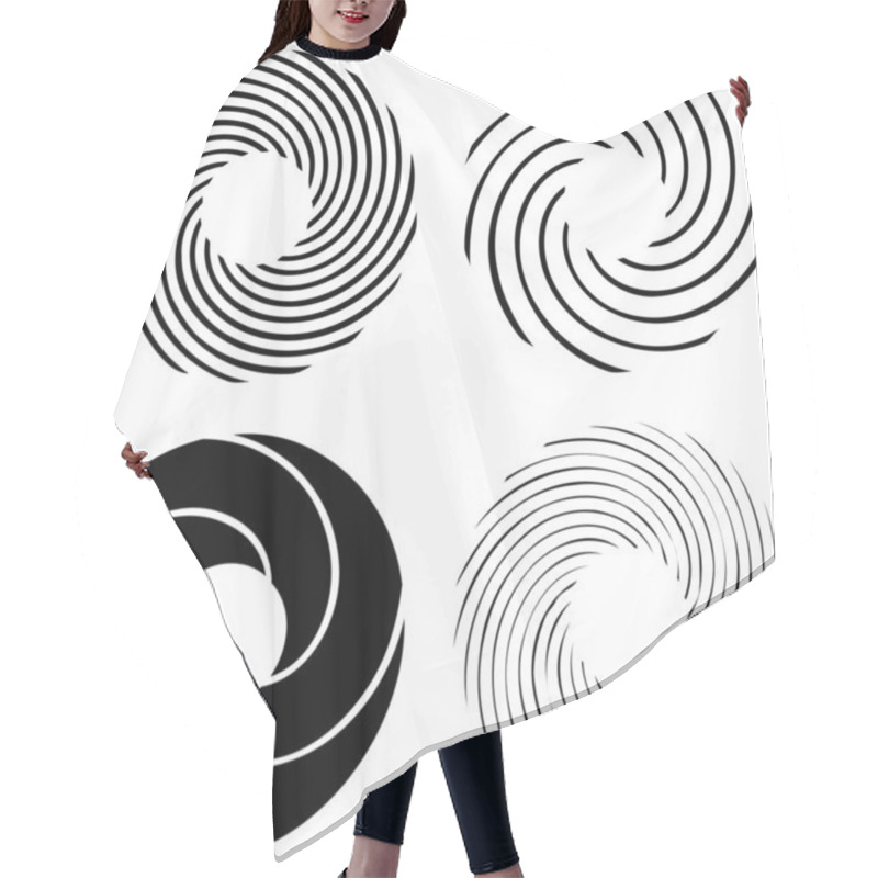 Personality  Circular Spiral, Swirl, Twirl Design Element. Concentric, Radial And Radiating Burst Of Lines With Rotation, Gyre And Curved Distortion Hair Cutting Cape