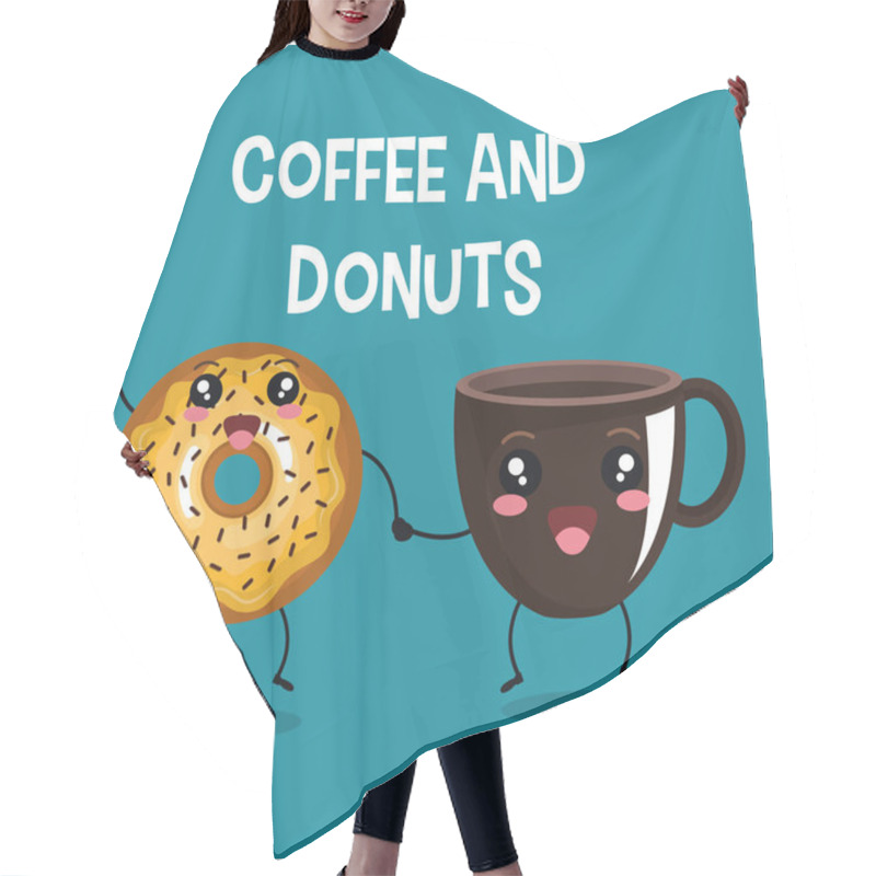 Personality  Delicious Coffee Cup And Donuts Kawaii Character Hair Cutting Cape