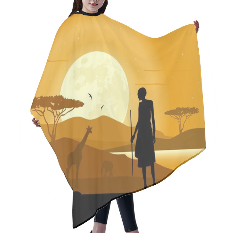 Personality  Africa Landscape Background Hair Cutting Cape