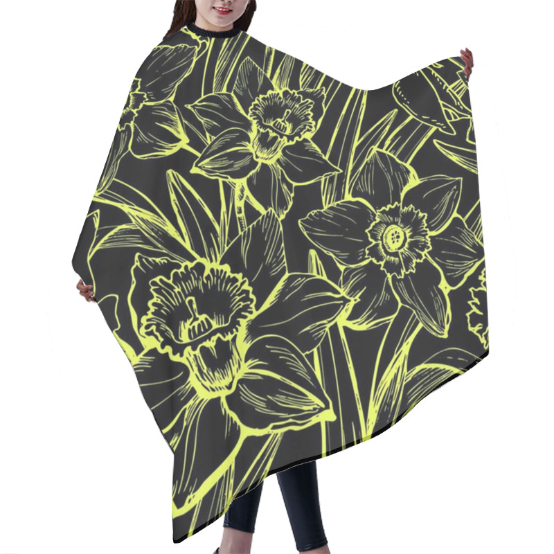 Personality  Floral Seamless Pattern With Large Hand Drawn Flowers Daffodils  Hair Cutting Cape